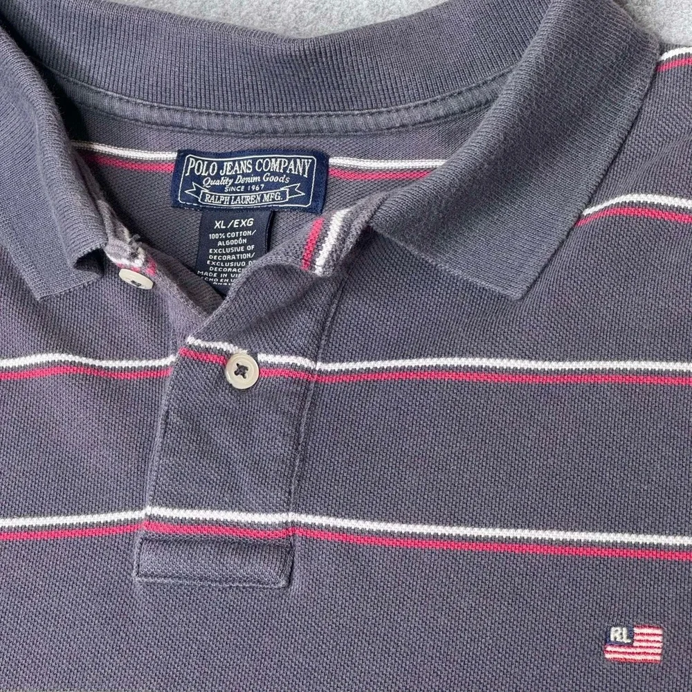 VTG Ralph Lauren Polo Jeans Co Polo Shirt‎ Men's XL American Flag Embroidered